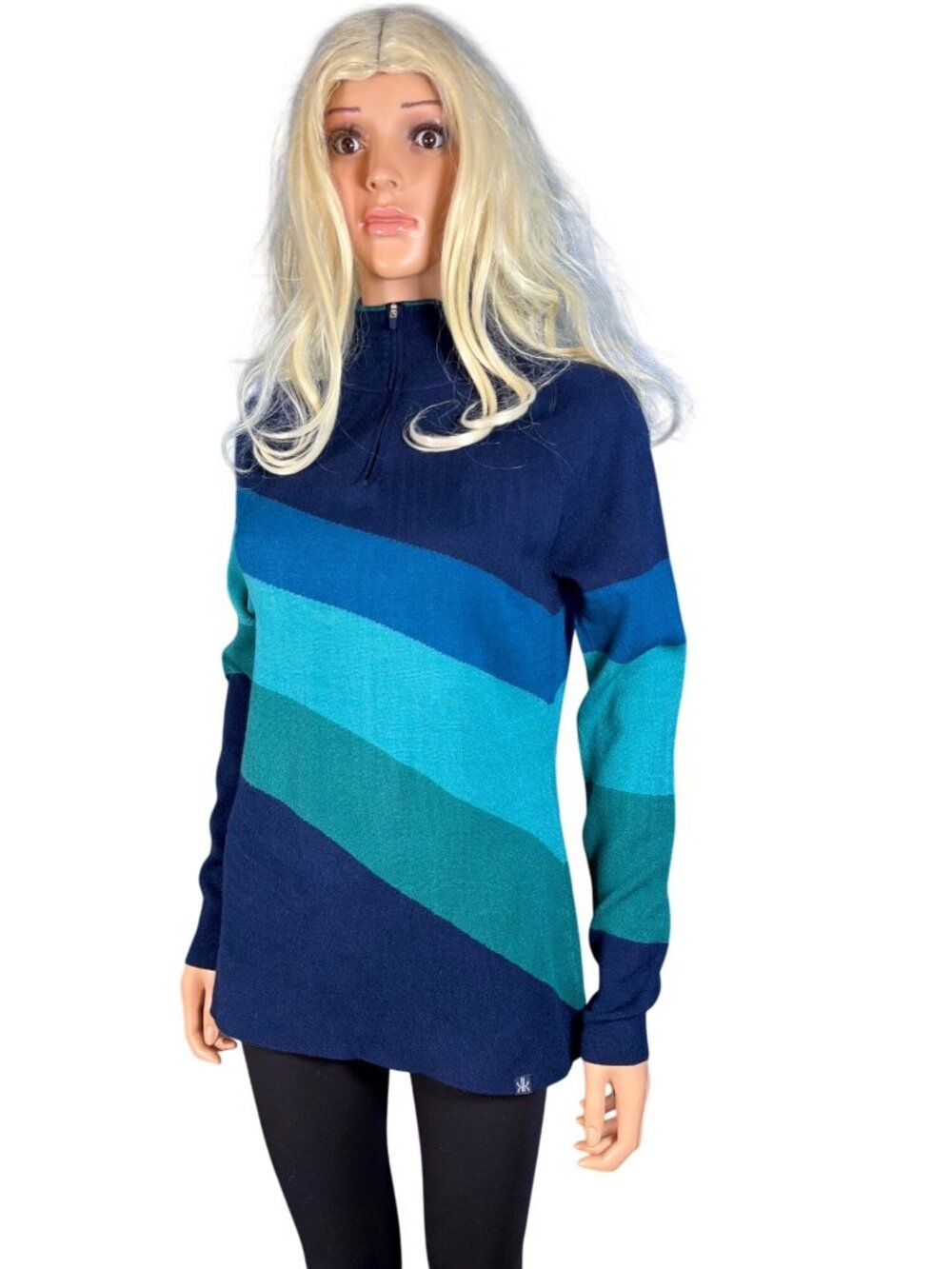 Krimson Klover Cochran 1/4 Zip Sweater Blue Color Block W's L MSRP$139 NWOT